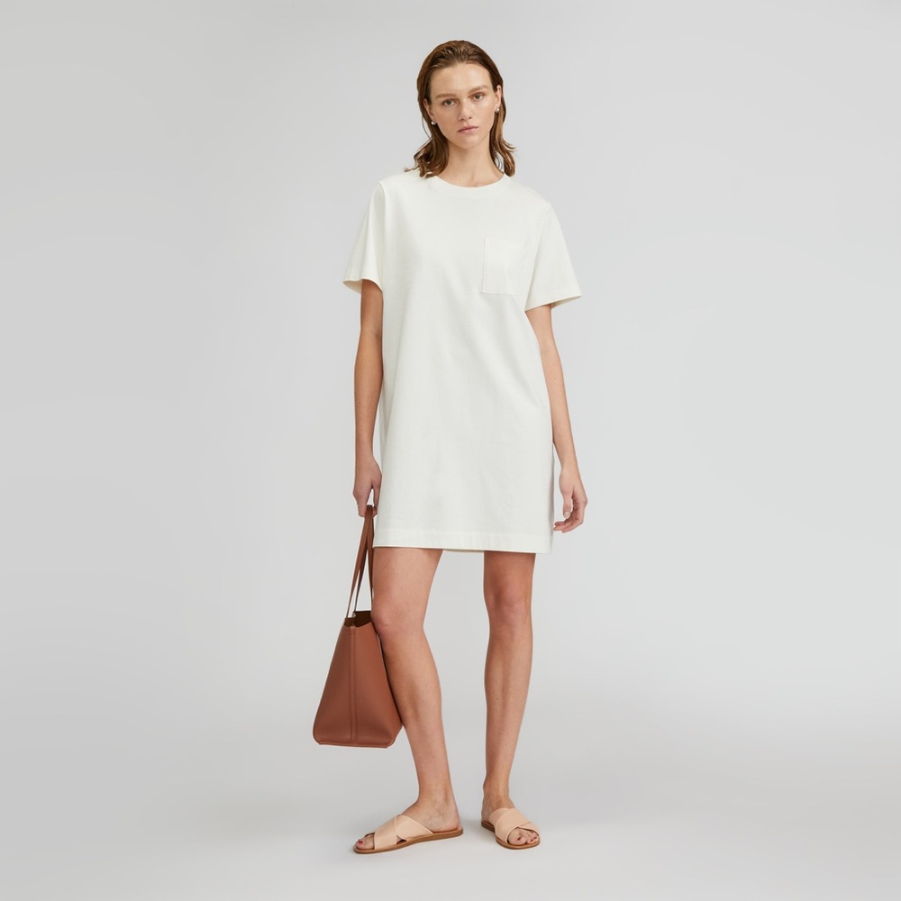 Everlane White Crew Neck T-Shirt Dress Short Sleeve NWT S Cotton
